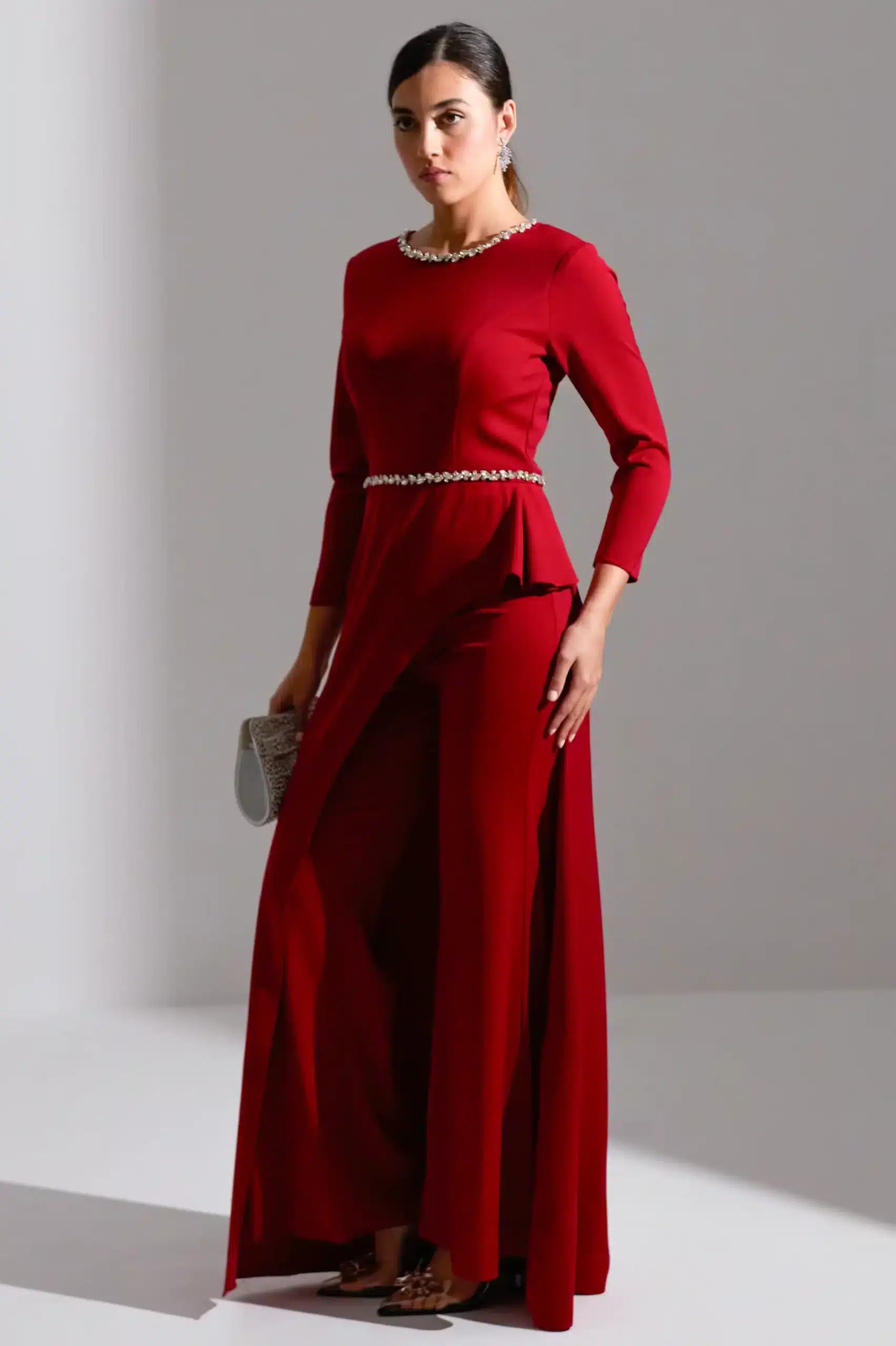 Laced Curved Crepe Jumpsuit