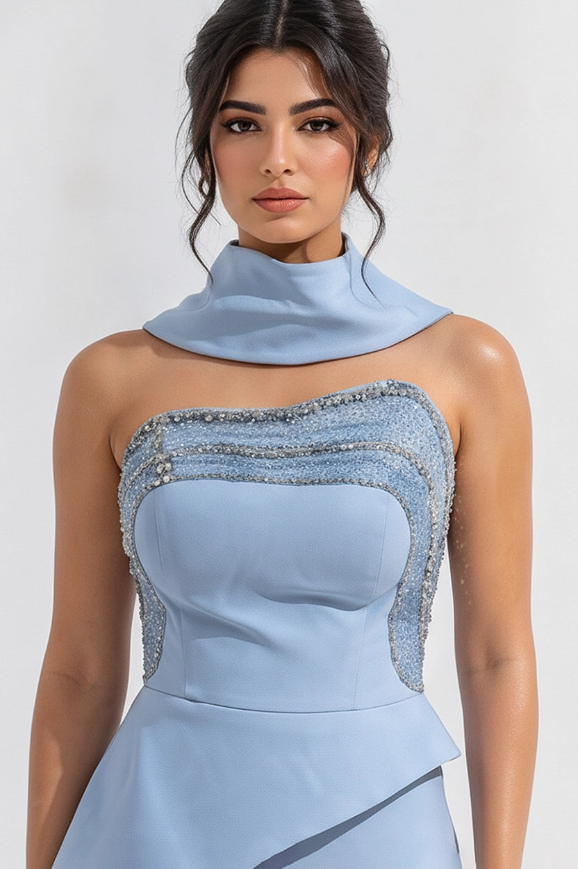 Laced Crystal Bustline Crepe Dress