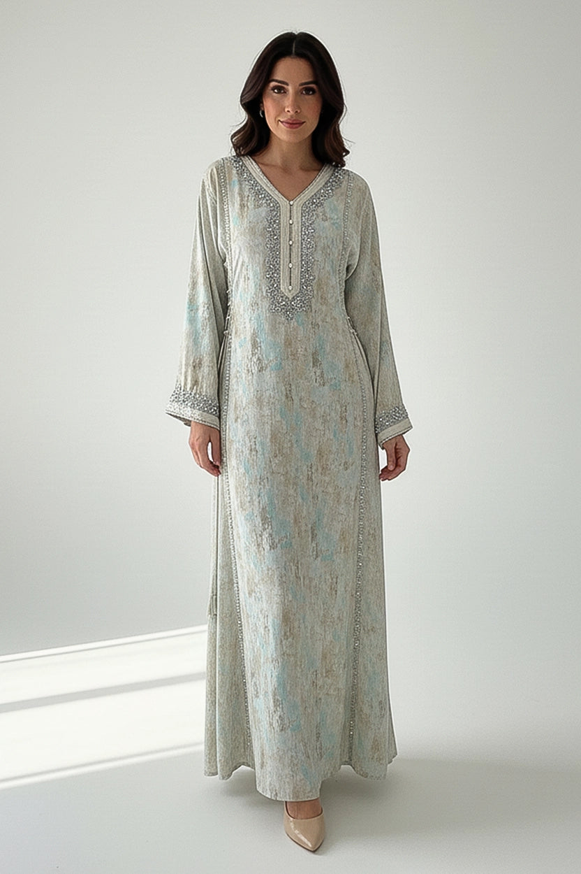 Laced Crystal Details Side Tie Jalabiya