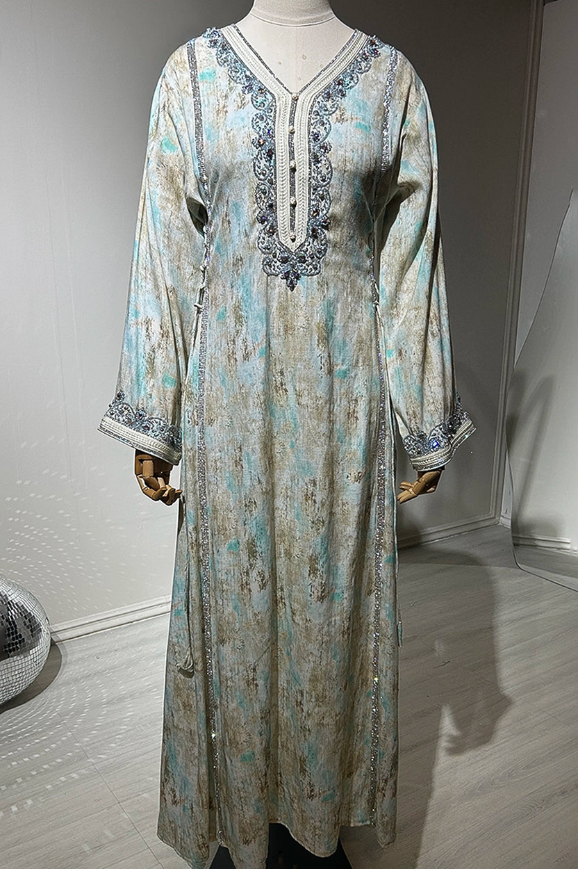 Laced Crystal Details Side Tie Jalabiya