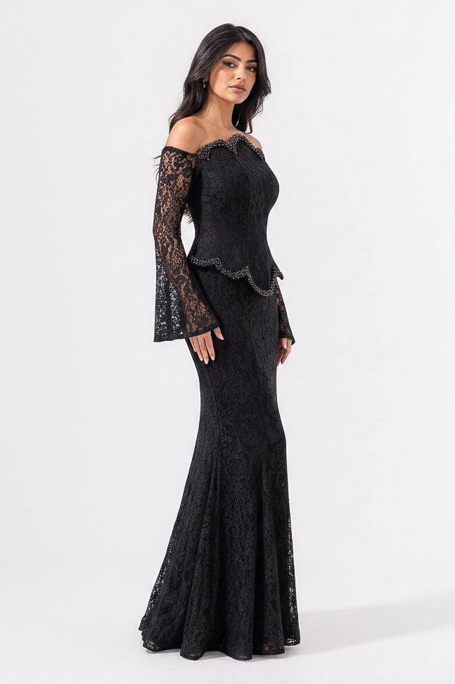 Mermaid Beaded Corset Dantel Dress