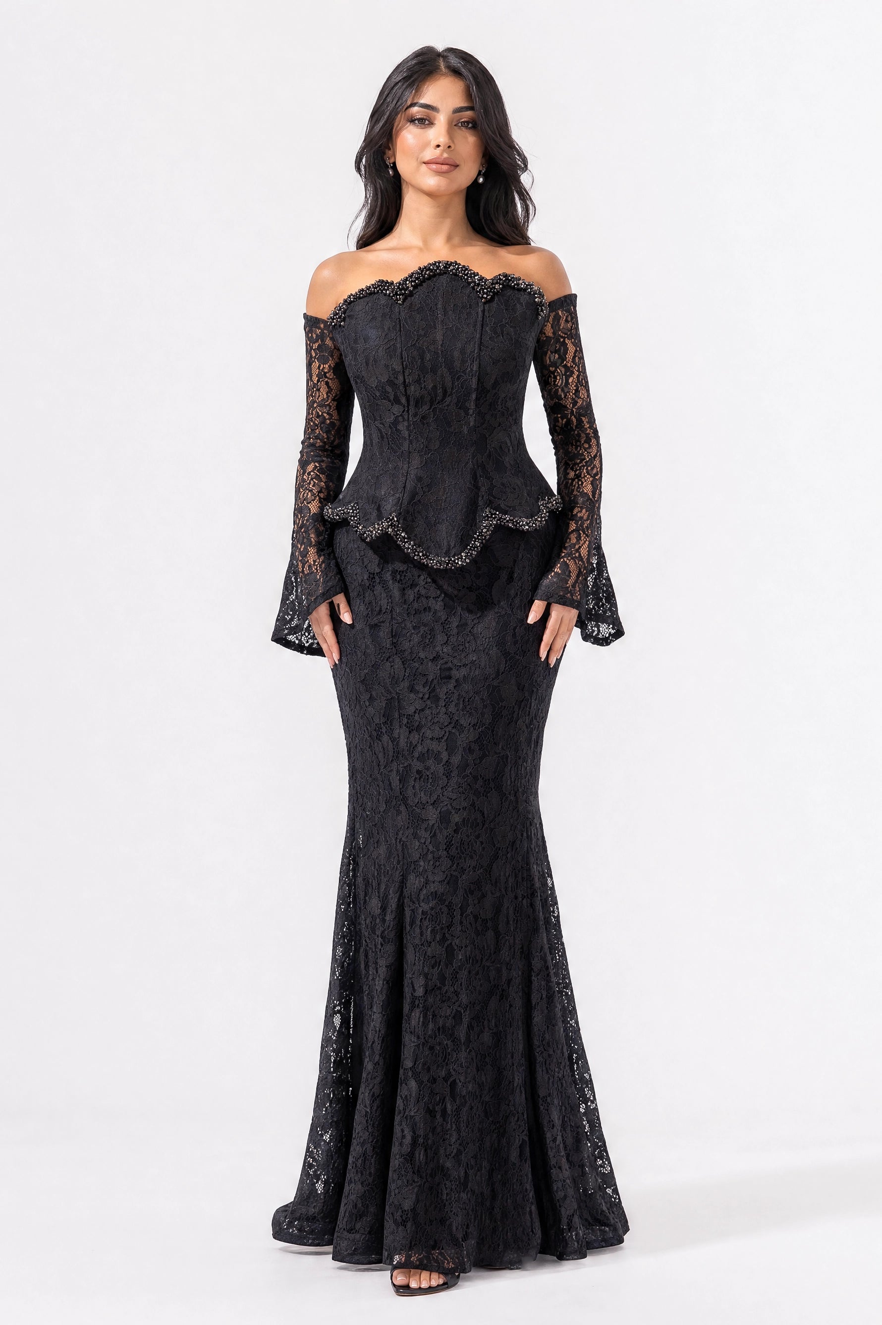 Mermaid Beaded Corset Dantel Dress