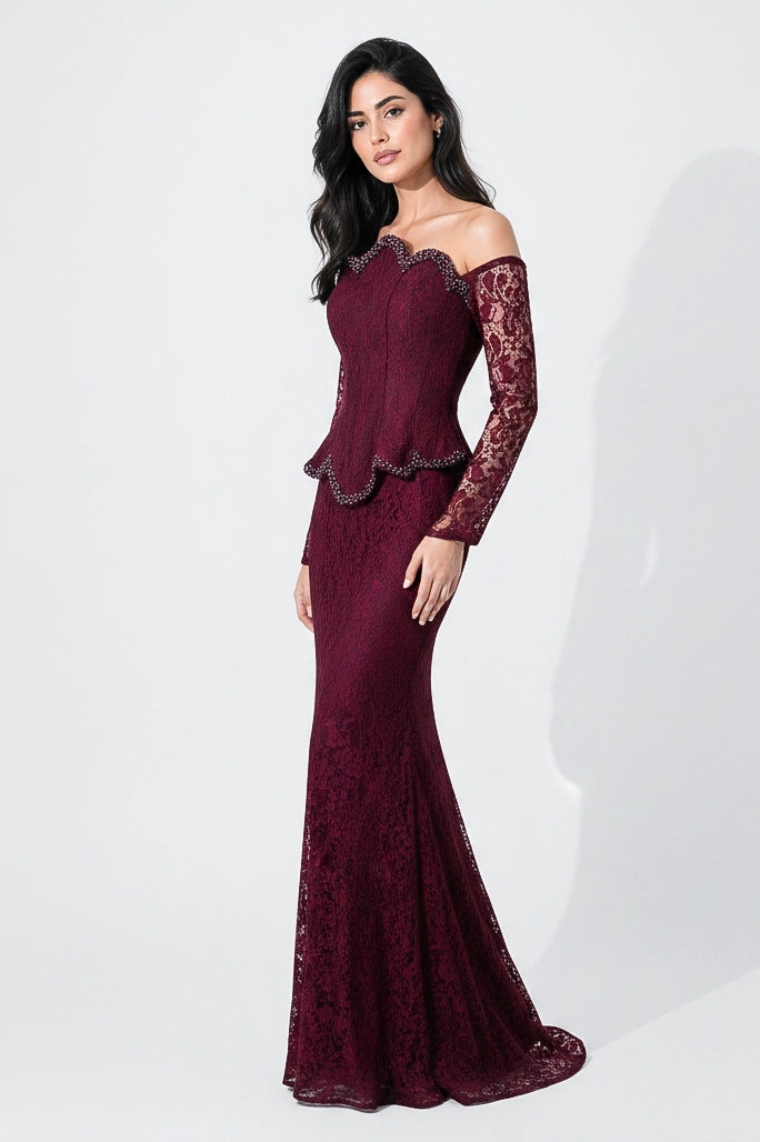 Mermaid Beaded Corset Dantel Dress