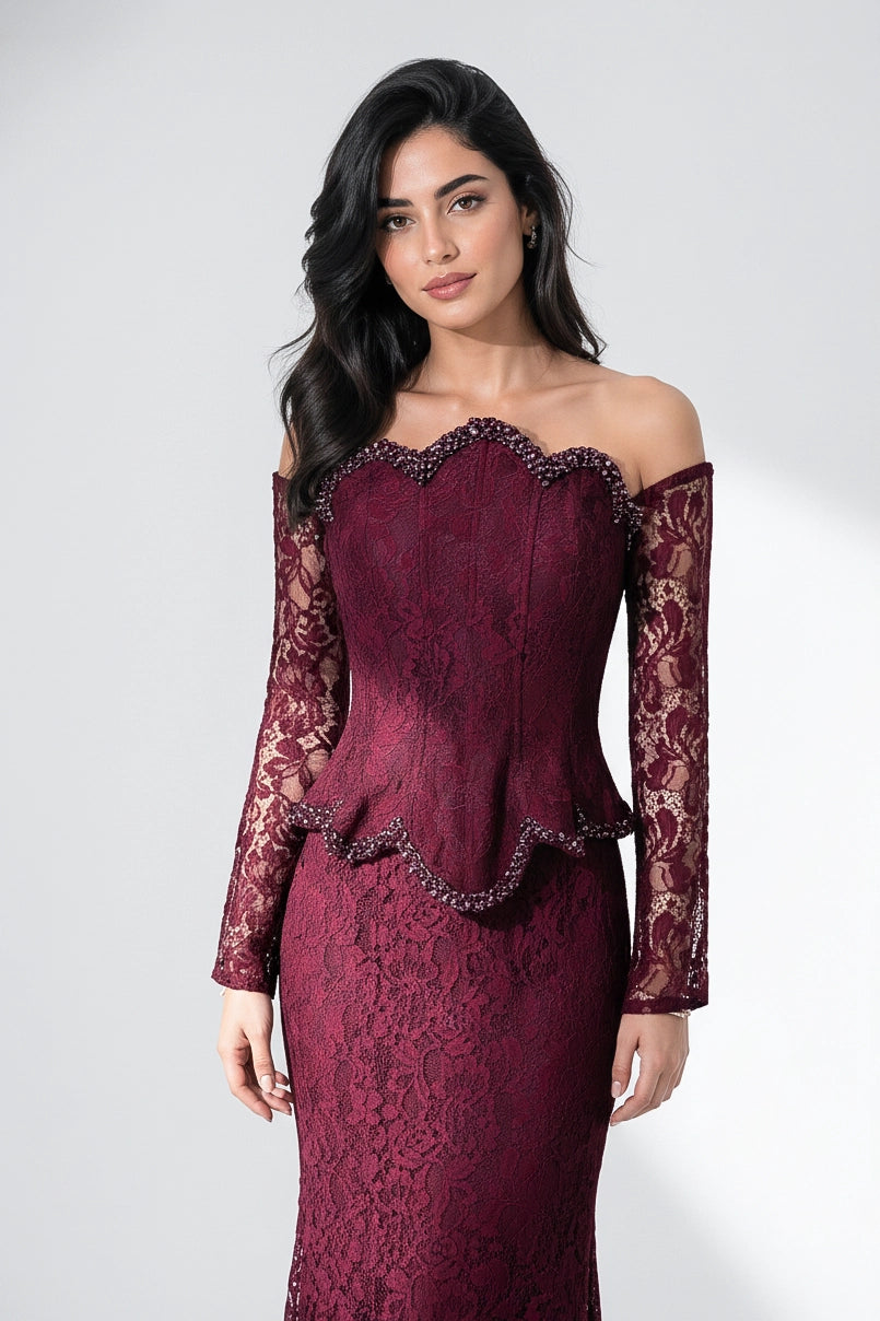 Mermaid Beaded Corset Dantel Dress