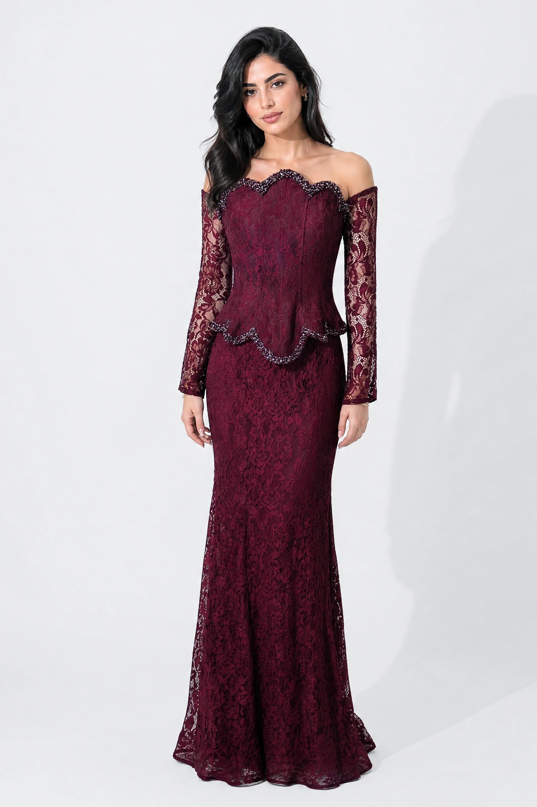 Mermaid Beaded Corset Dantel Dress