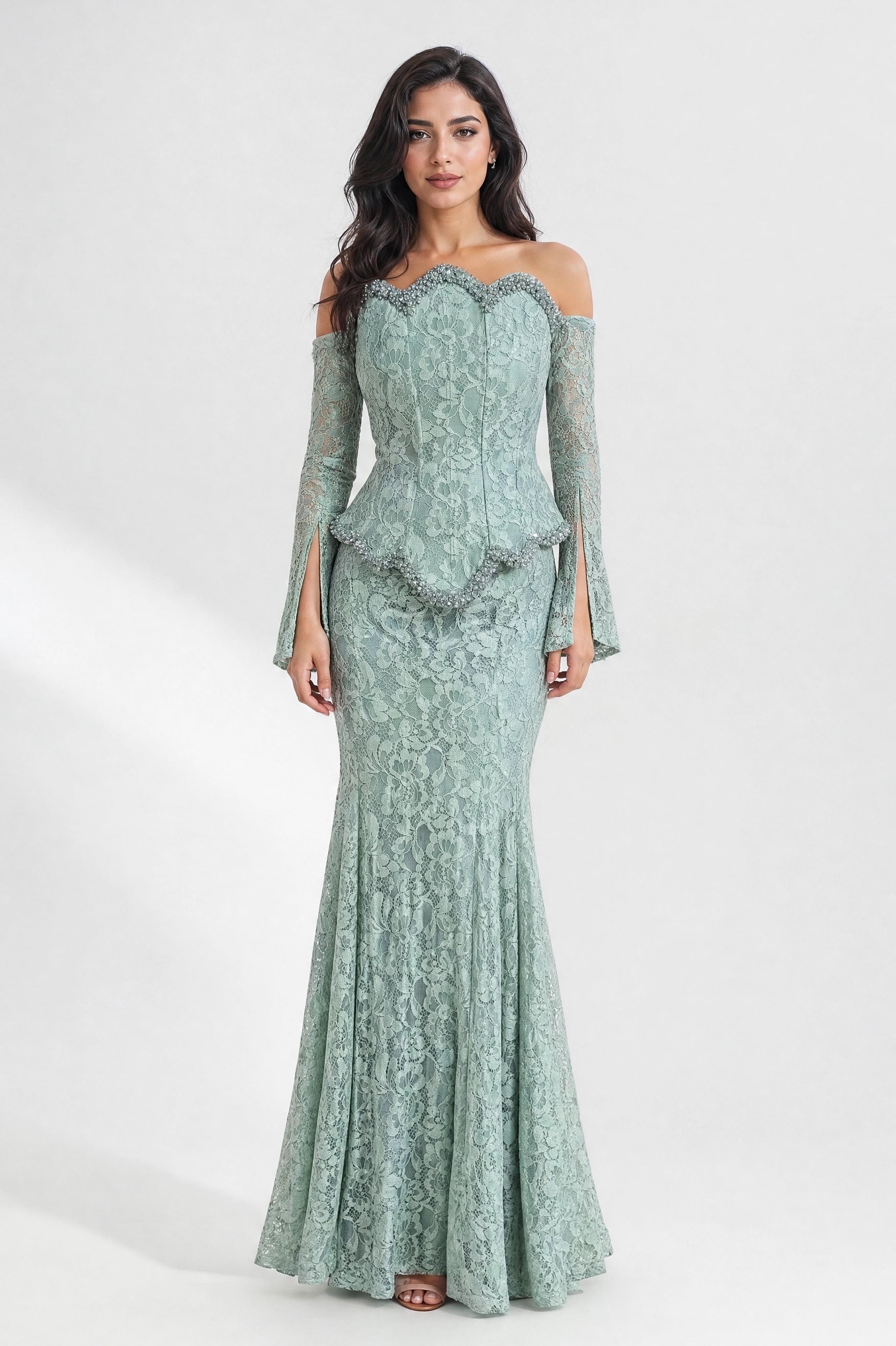 Mermaid Beaded Corset Dantel Dress