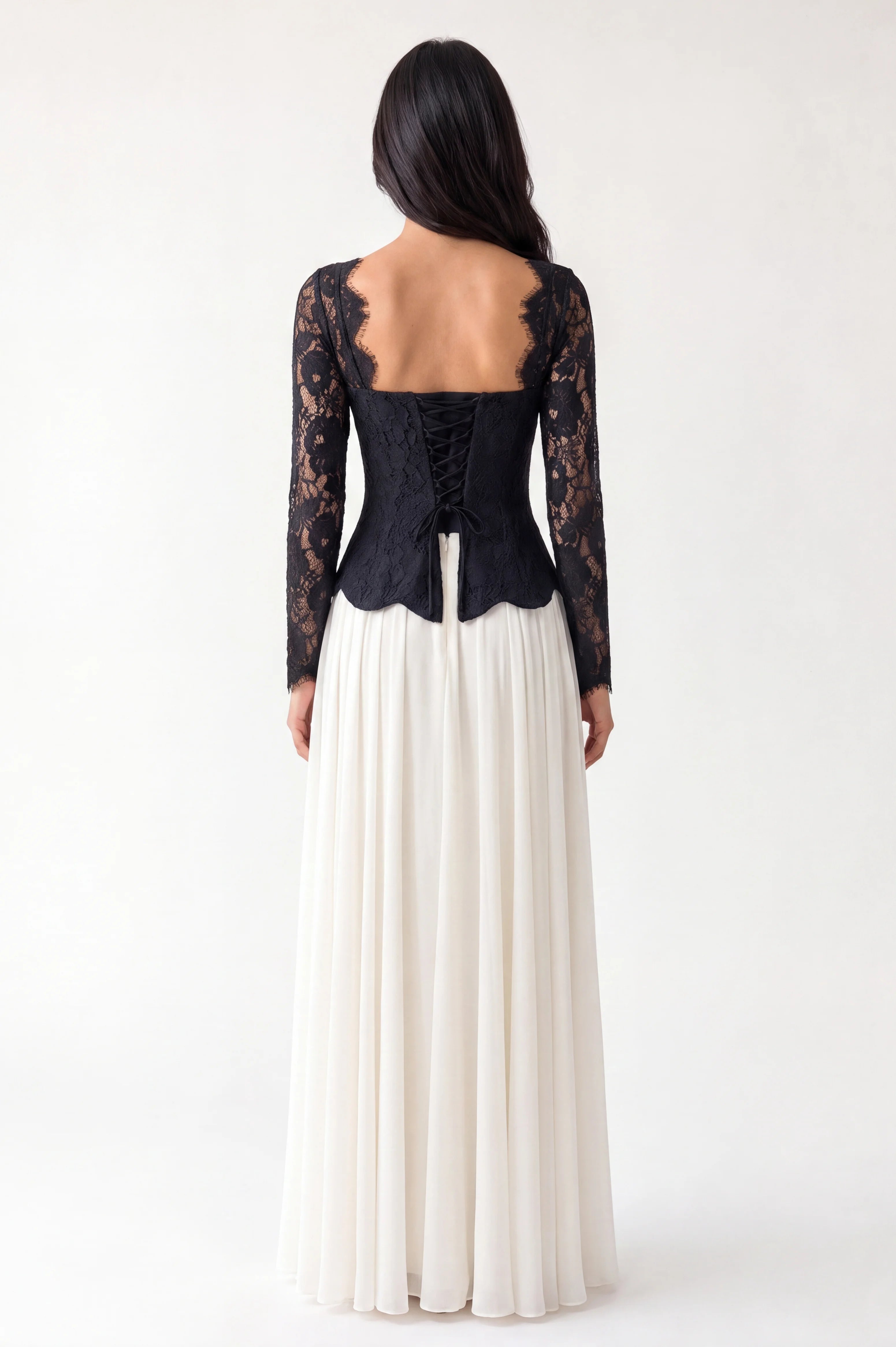 Mermaid Dantel Corset Chiffon Skirt