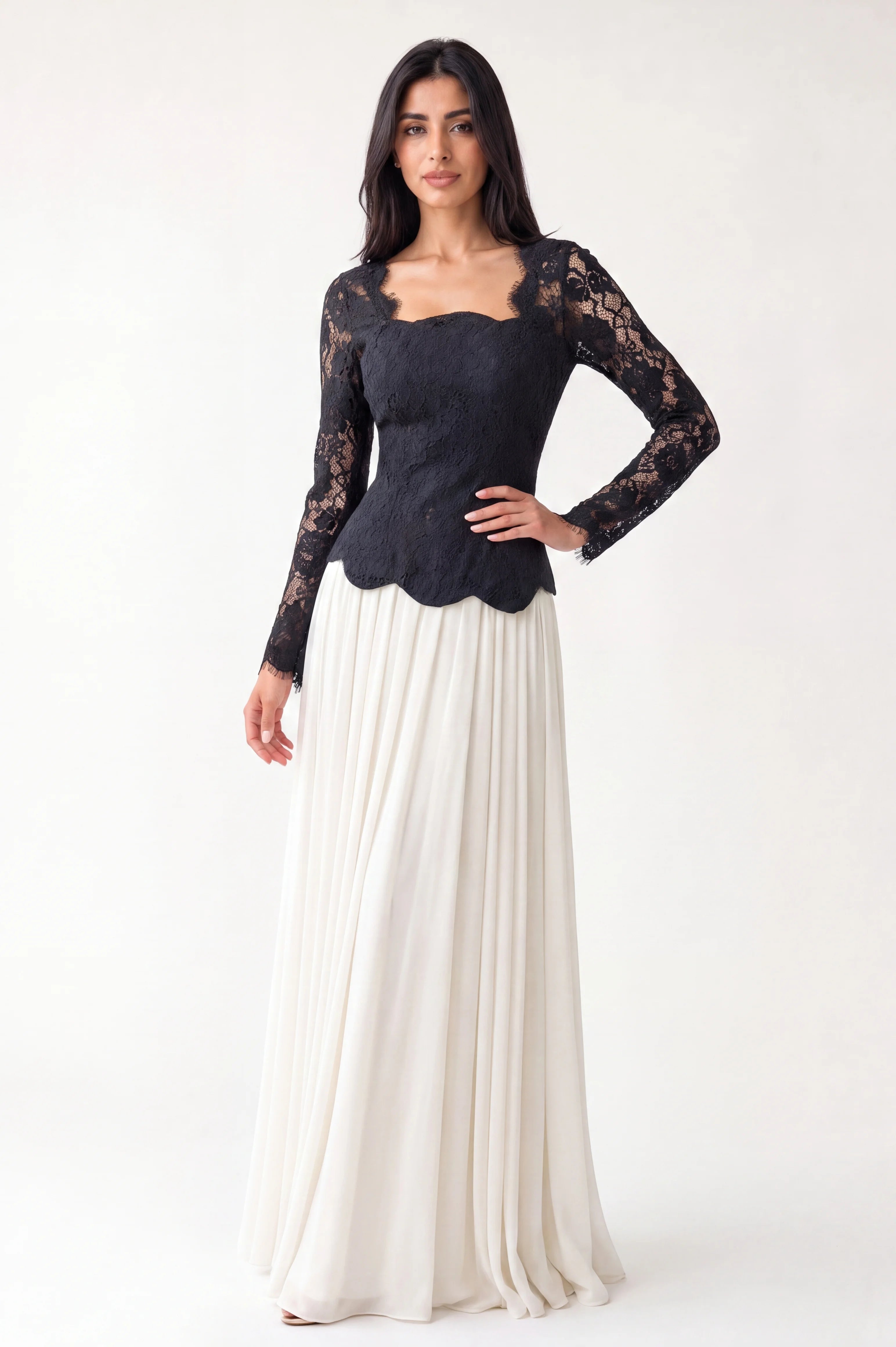Mermaid Dantel Corset Chiffon Skirt