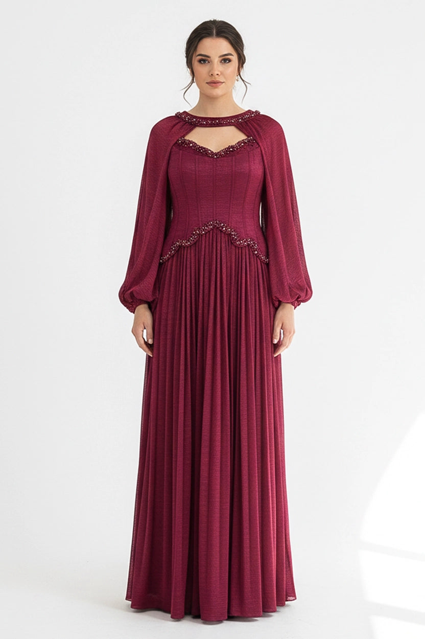 Pearl Details Corset Crepe Dress