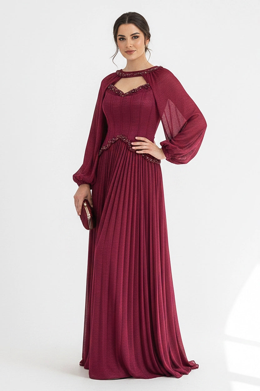 Pearl Details Corset Crepe Dress