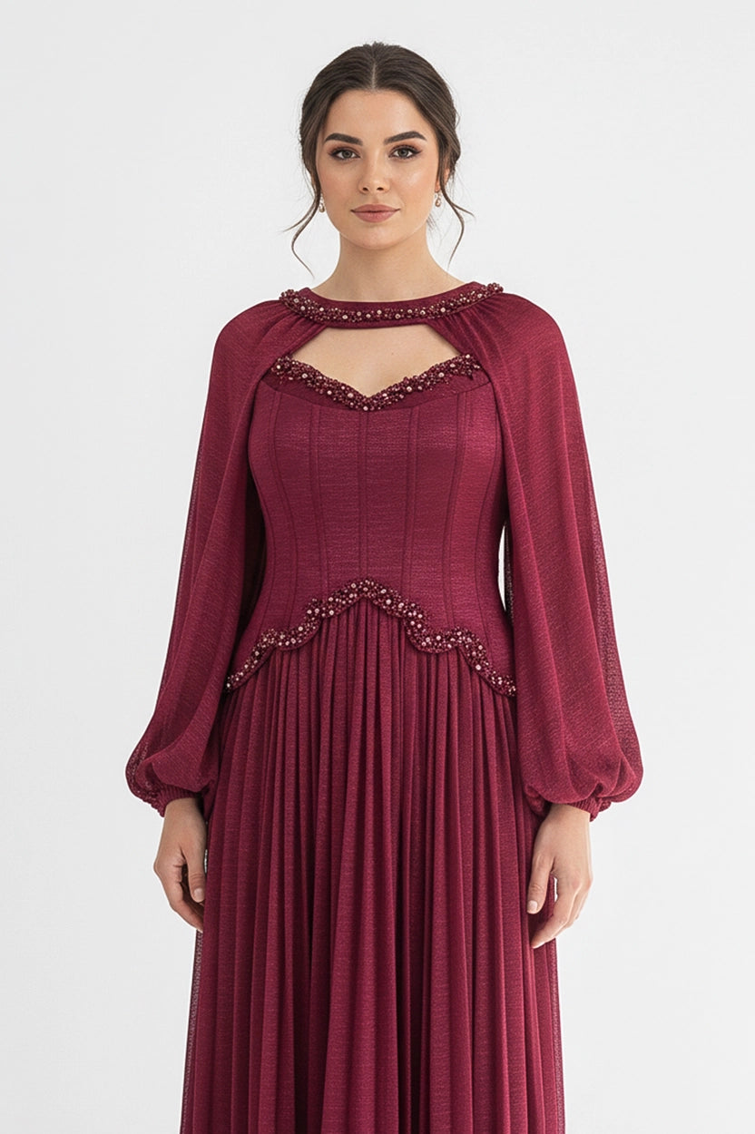 Pearl Details Corset Crepe Dress