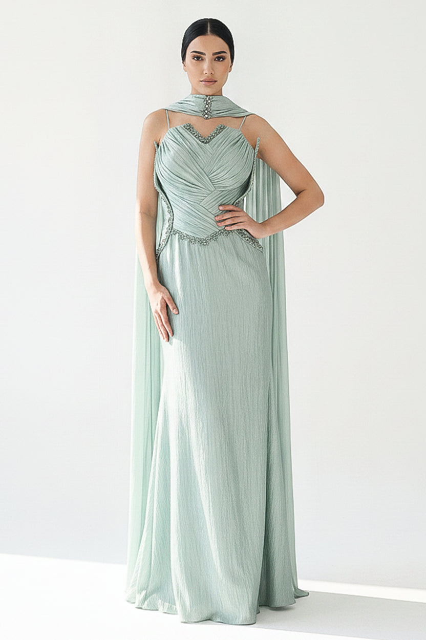 Pleated Corset Waistline Organza Dress