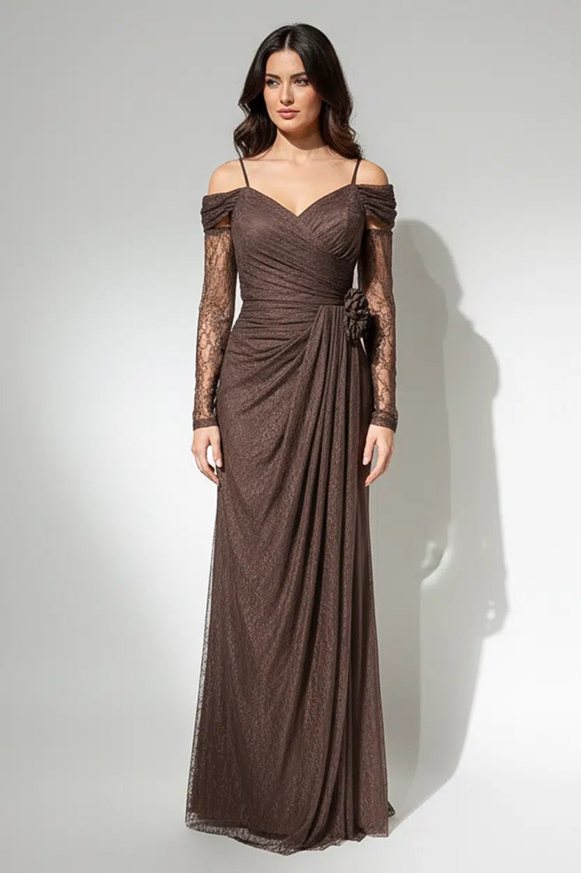 Rose Detail Off Shoulder Dantel Dress