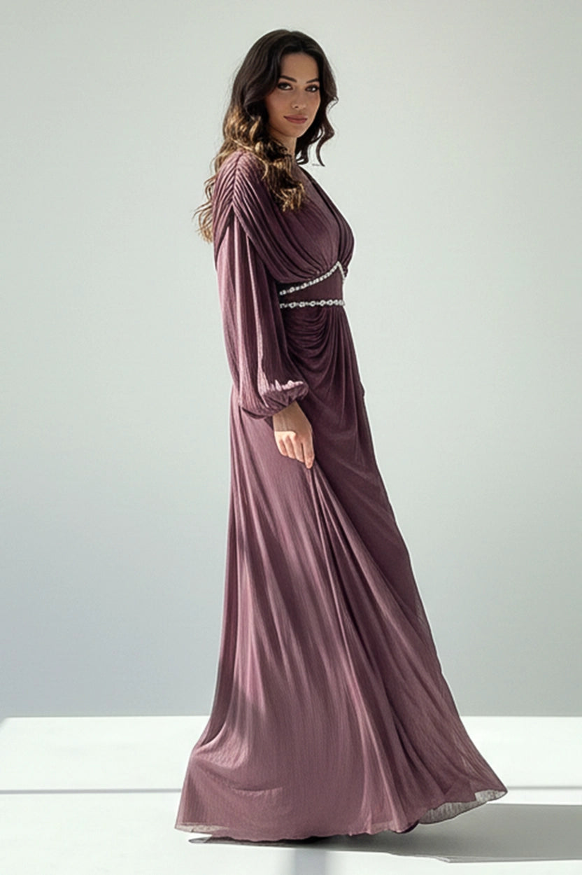 Ruffled Crystal Waistline Organza Dress