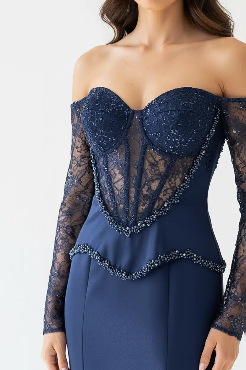 Sequin Corset Satin Dress