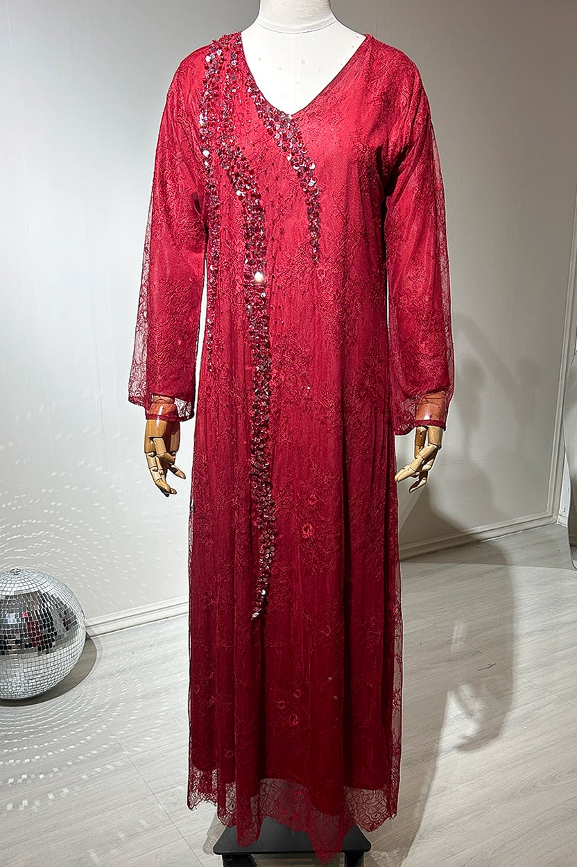 Sequin Details Dantel Jalabiya