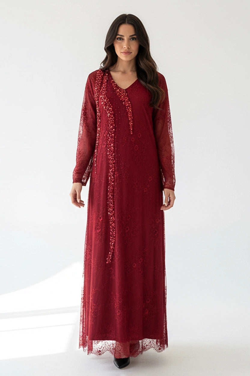 Sequin Details Dantel Jalabiya