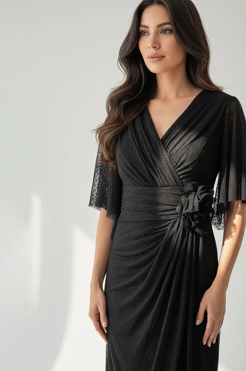 Short Sleeves Dantel Dress