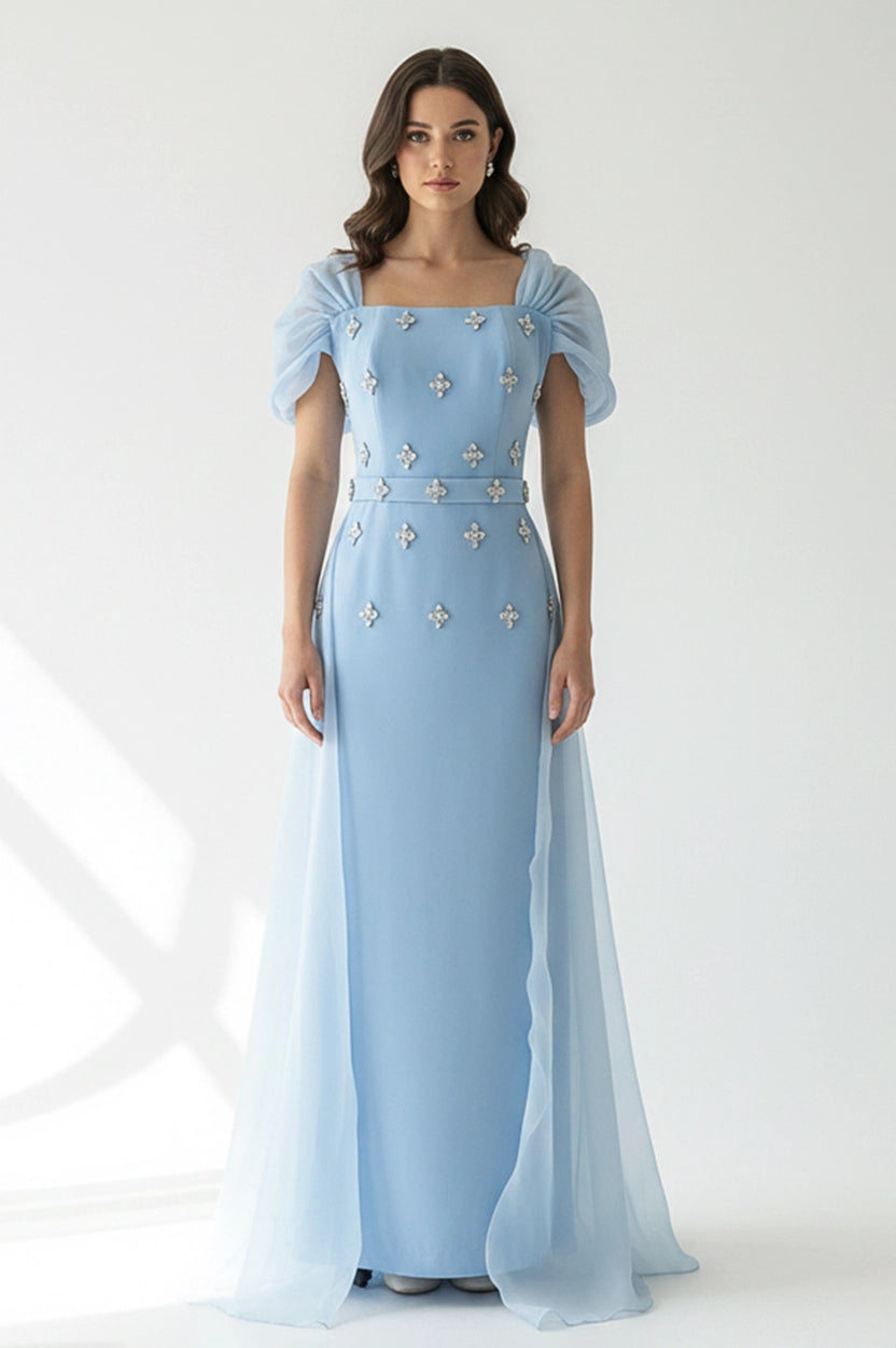 Square Neck Ribbon Back Dress