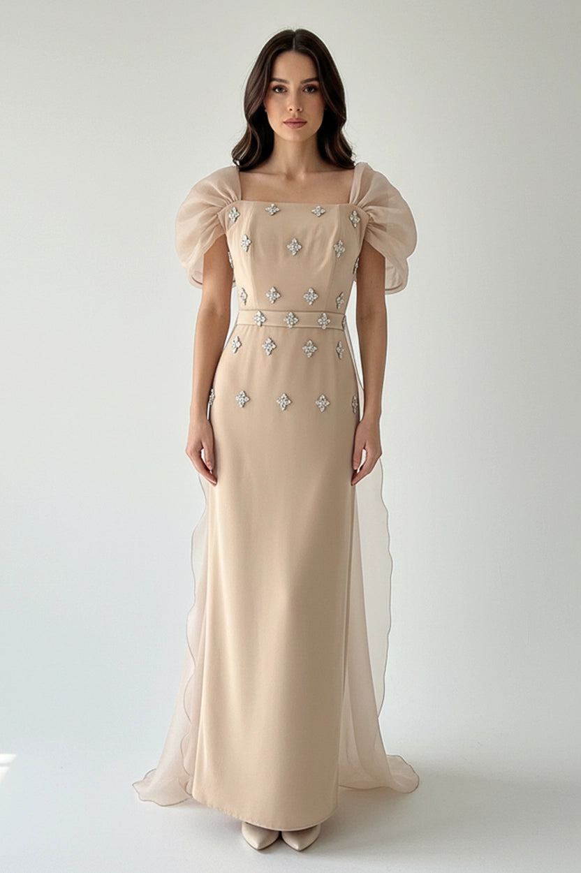 Square Neck Ribbon Back Dress