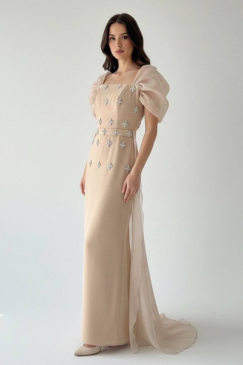 Square Neck Ribbon Back Dress