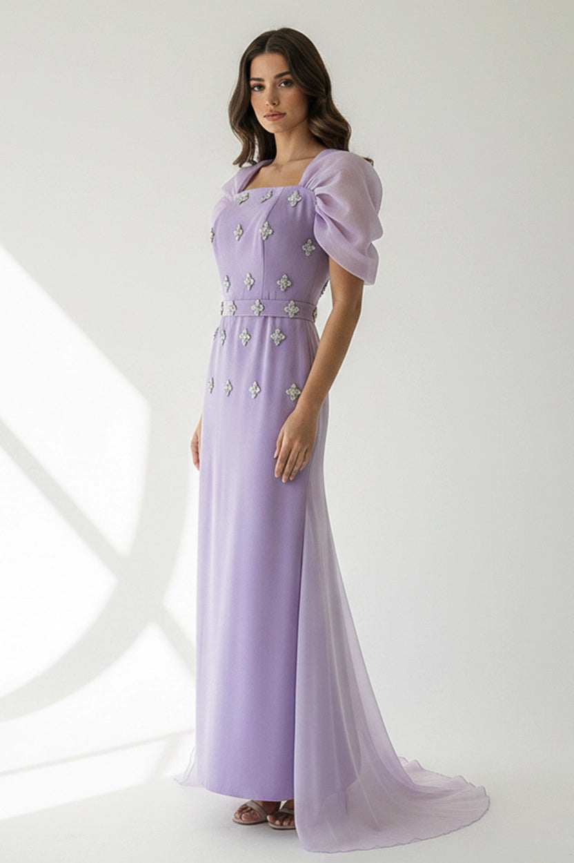 Square Neck Ribbon Back Dress