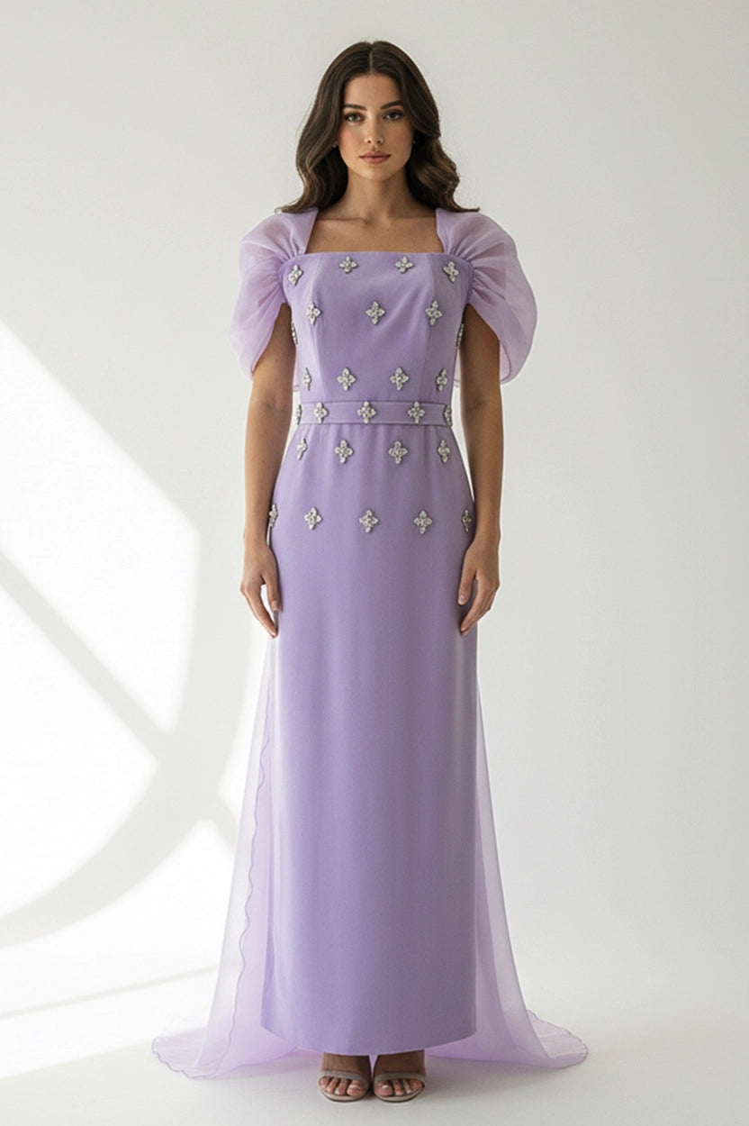 Square Neck Ribbon Back Dress