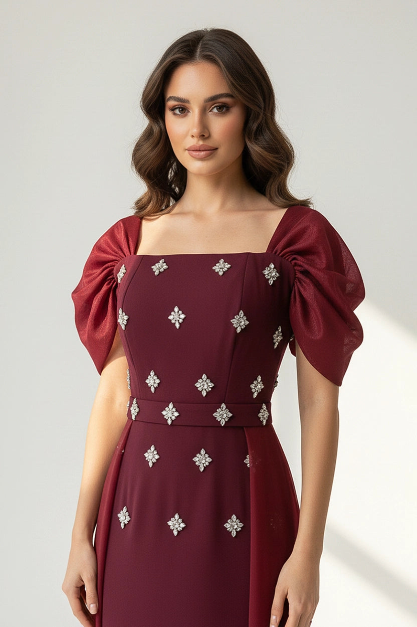 Square Neck Ribbon Back Dress