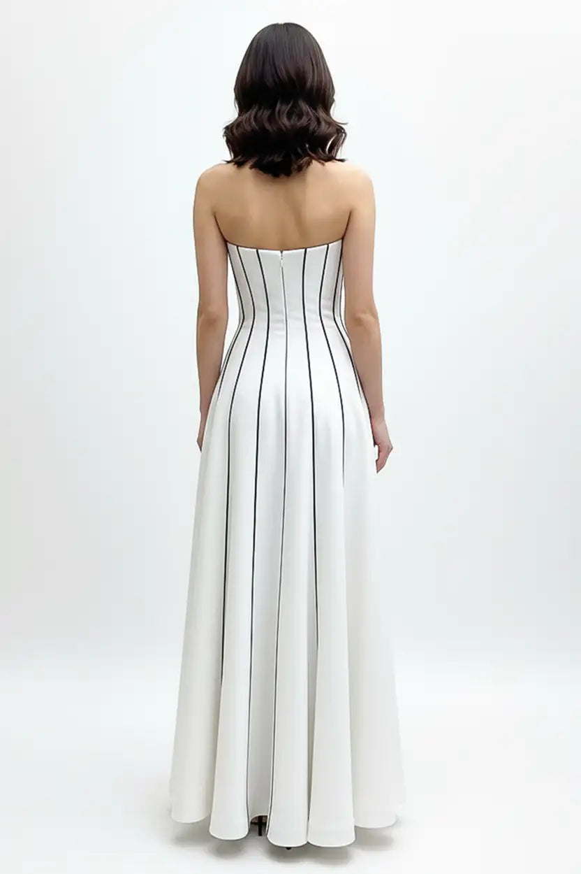 Strapless Flower Detail Aline Dress
