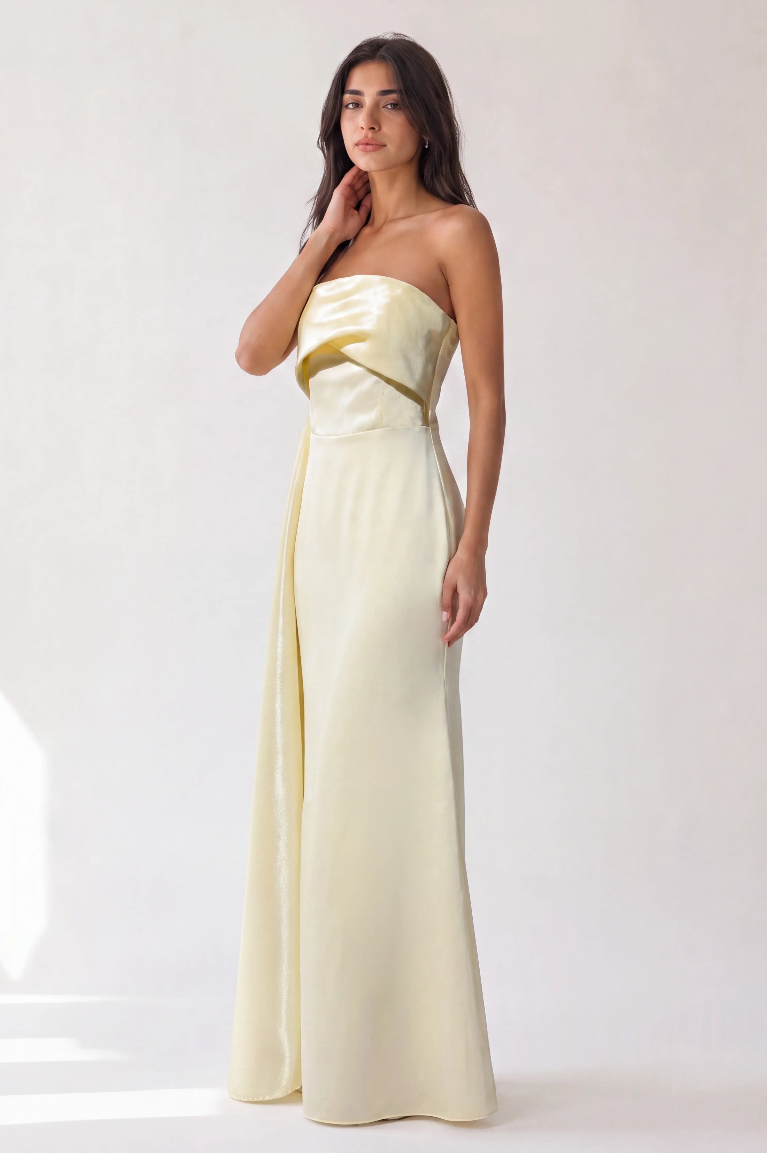 Strapless Attached Tail Crepe Dress
