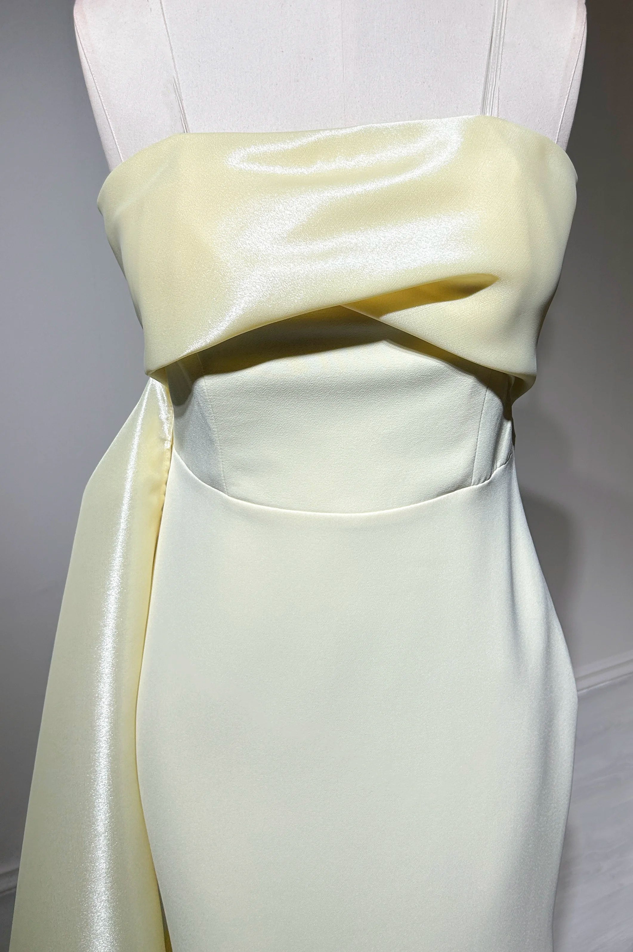 Strapless Attached Tail Crepe Dress