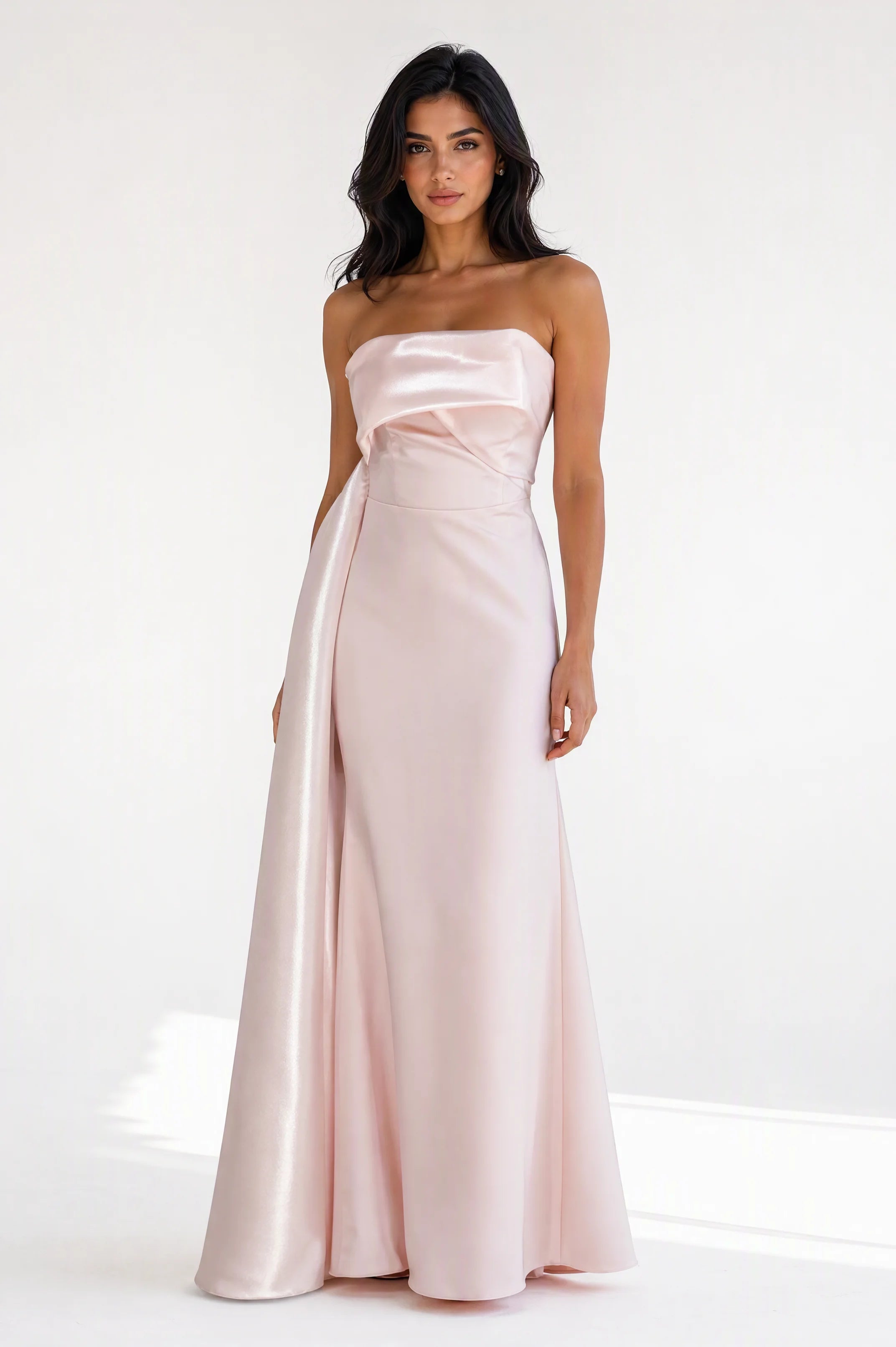 Strapless Attached Tail Crepe Dress