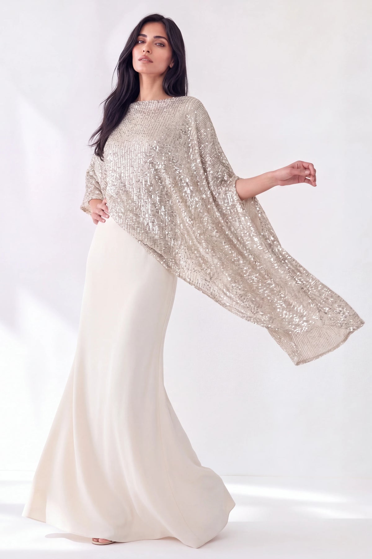 Strapless Crystal Details Sequin Dress