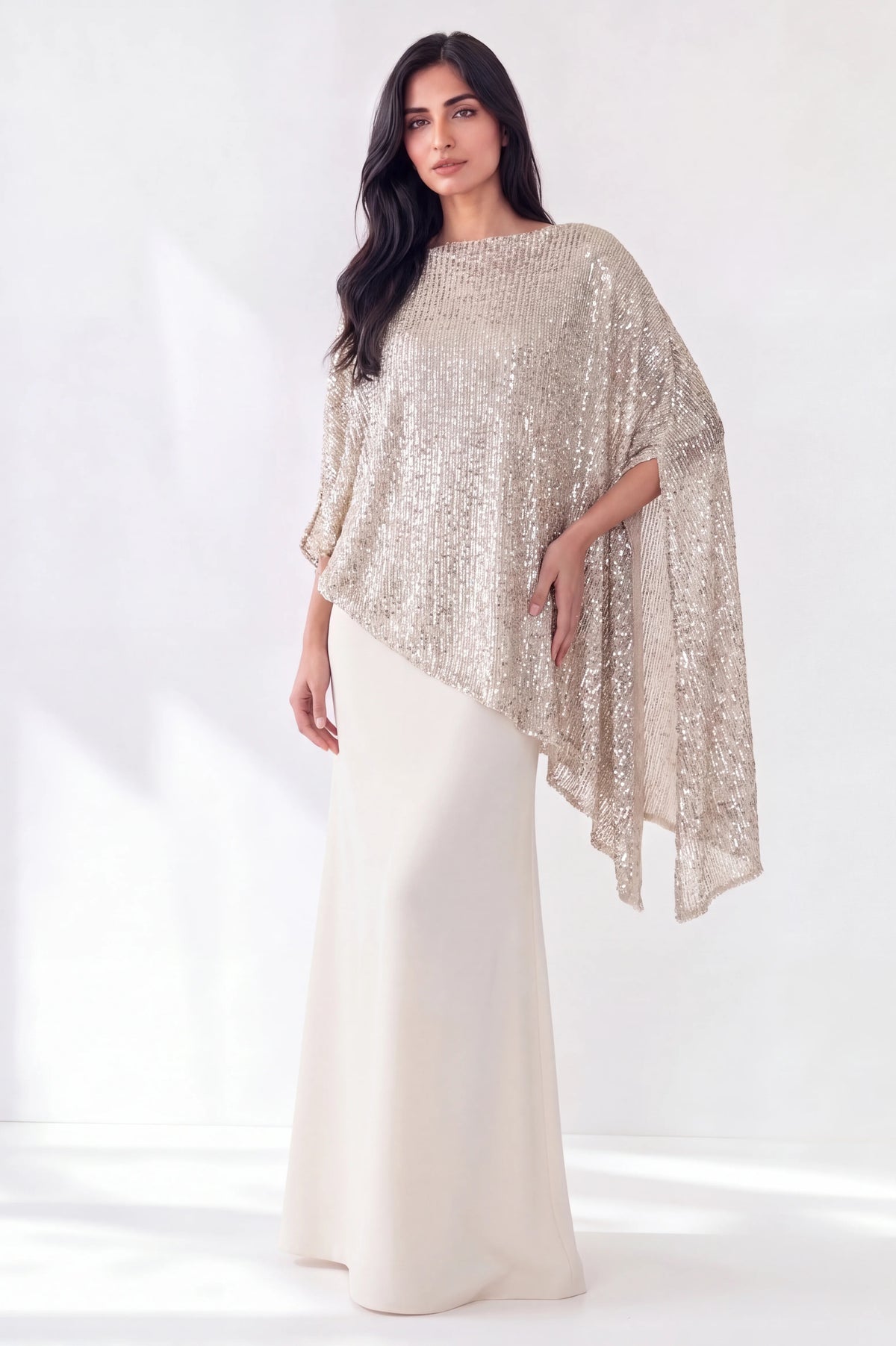 Strapless Crystal Details Sequin Dress