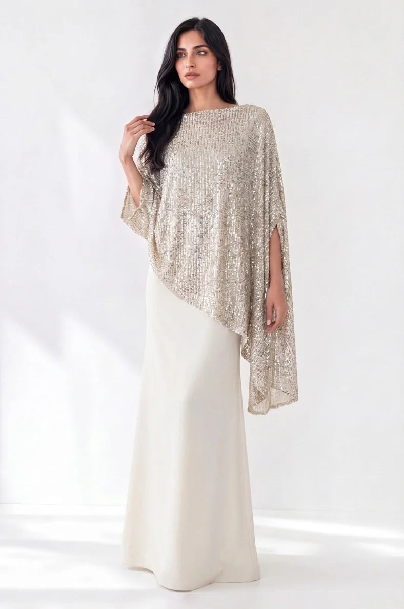 Strapless Crystal Details Sequin Dress