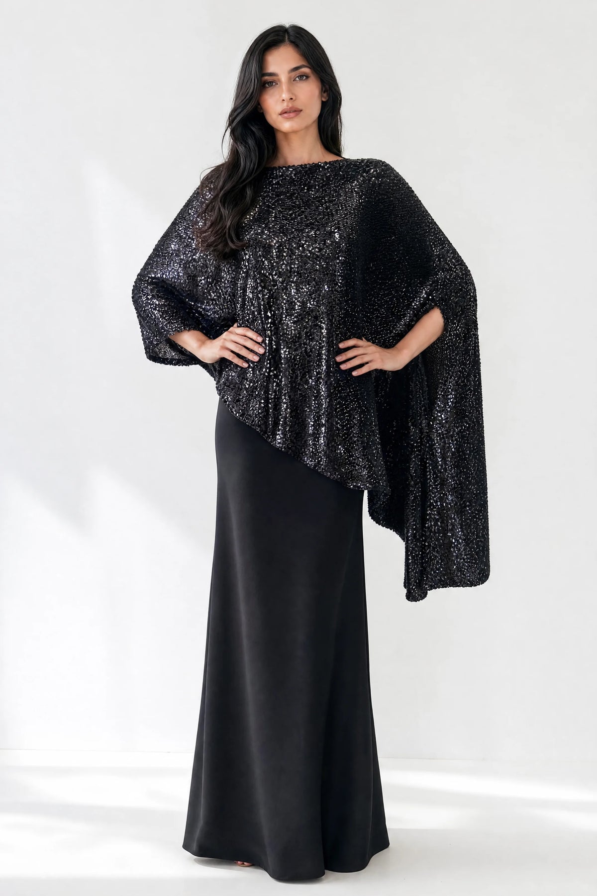 Strapless Crystal Details Sequin Dress