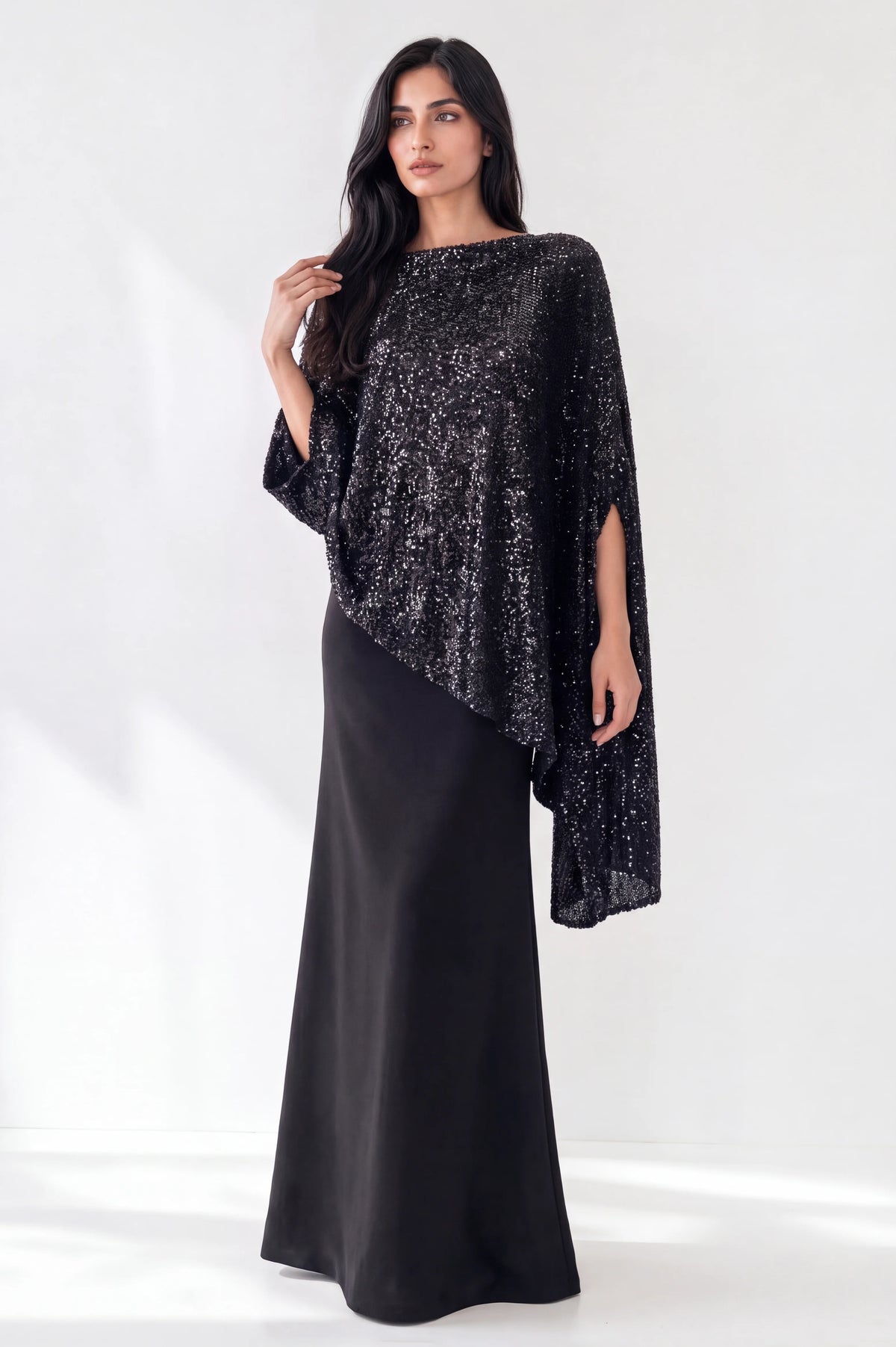 Strapless Crystal Details Sequin Dress