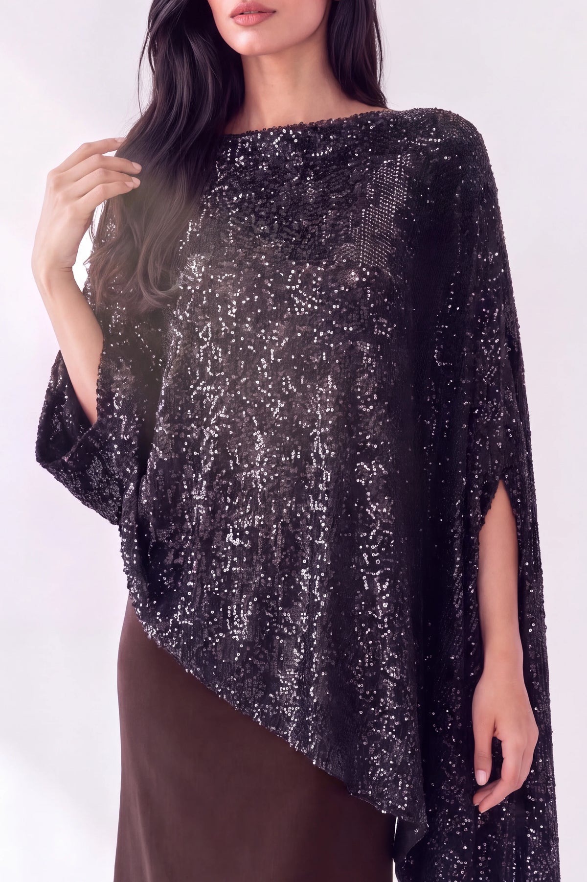 Strapless Crystal Details Sequin Dress