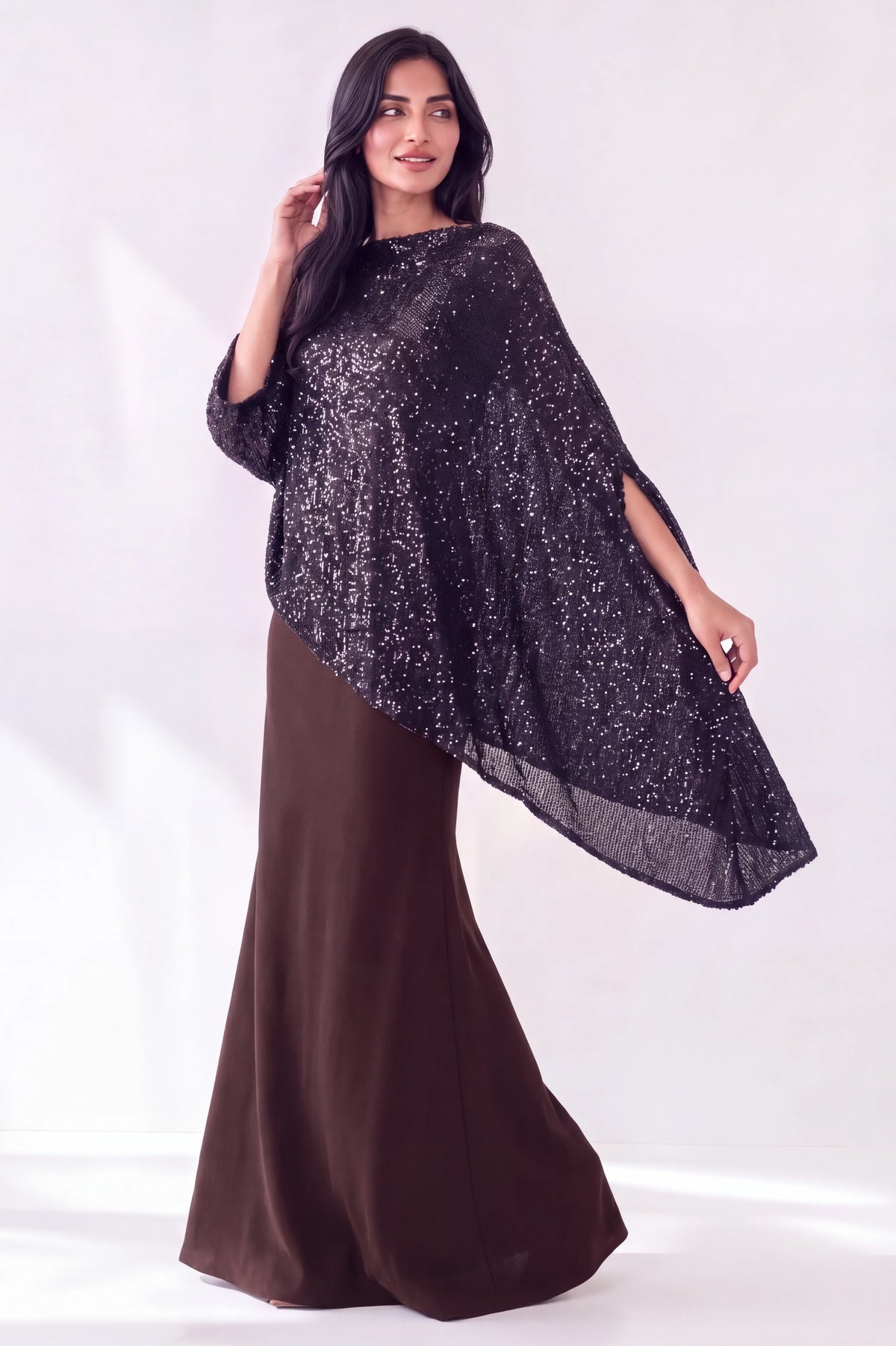 Strapless Crystal Details Sequin Dress