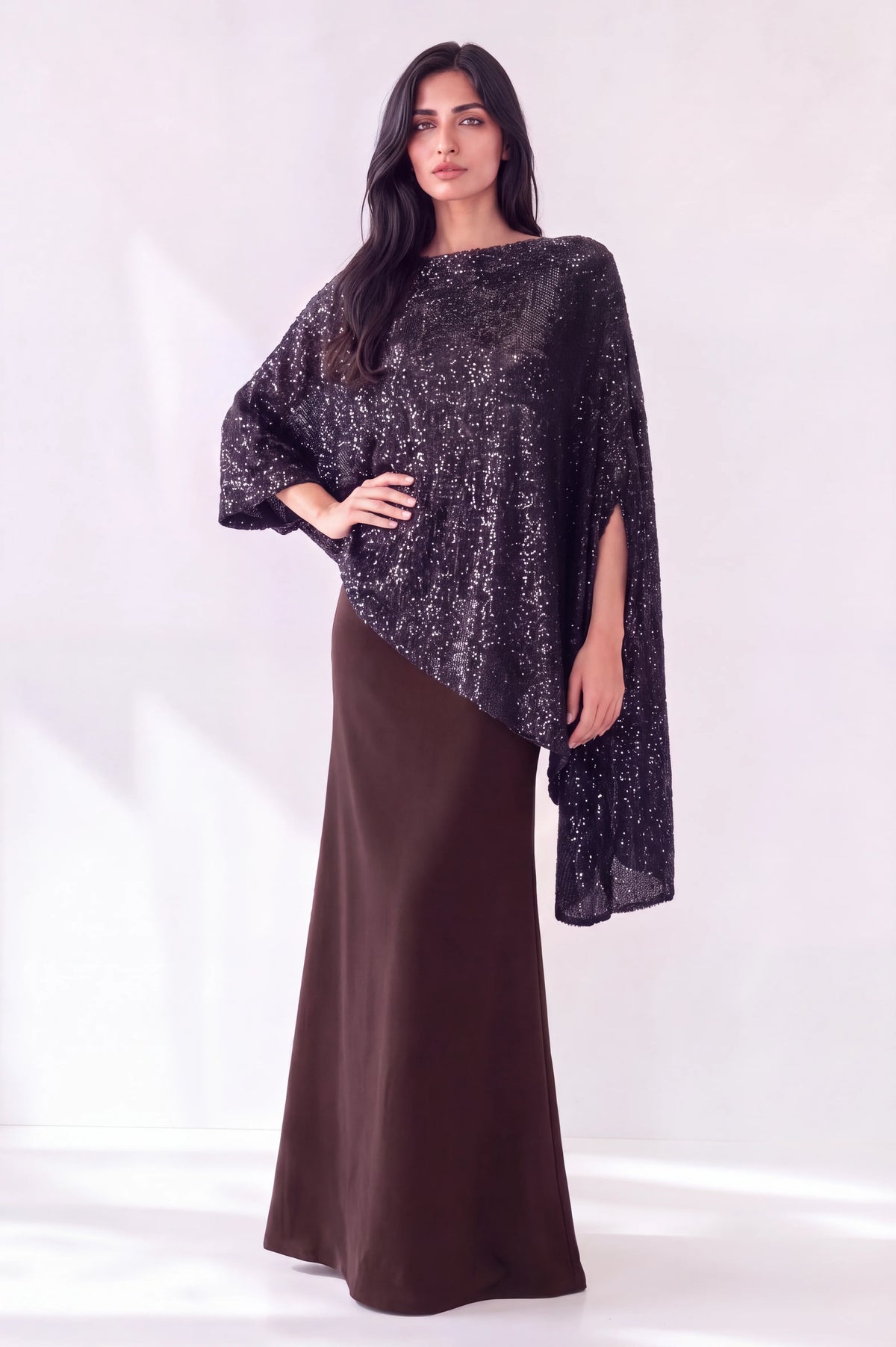 Strapless Crystal Details Sequin Dress