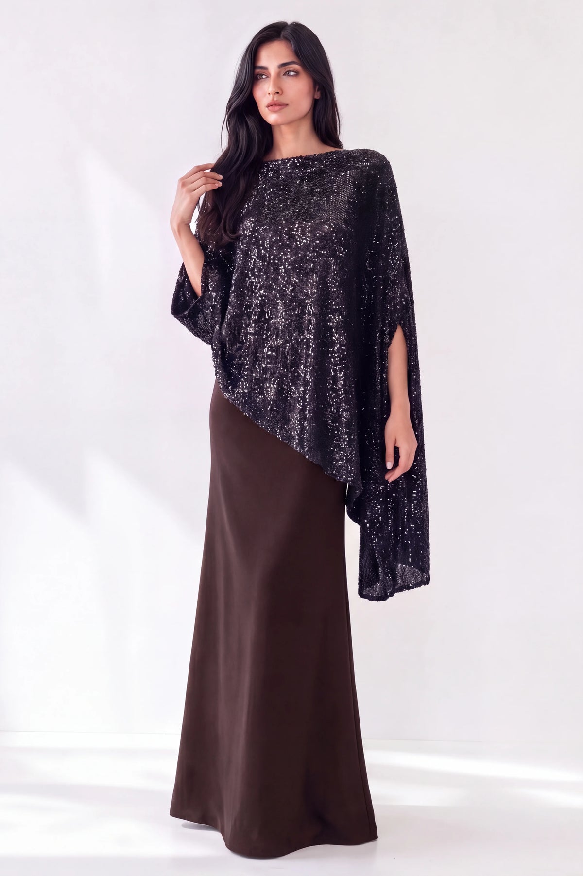 Strapless Crystal Details Sequin Dress