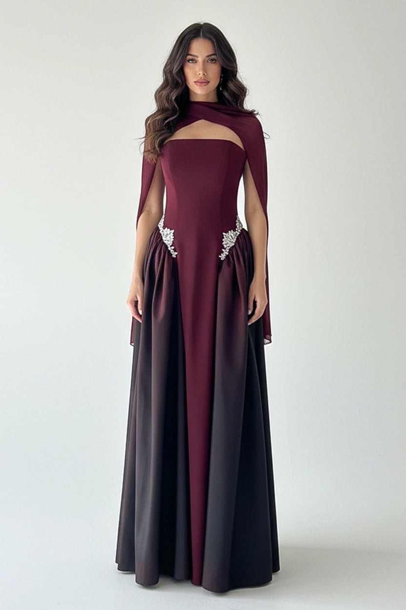 Strapless Crystal Waistline Crepe Dress