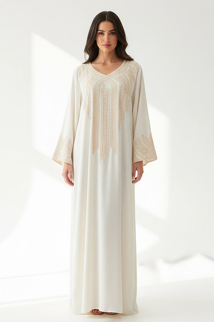 U-Neck Embroidered Jalabiya