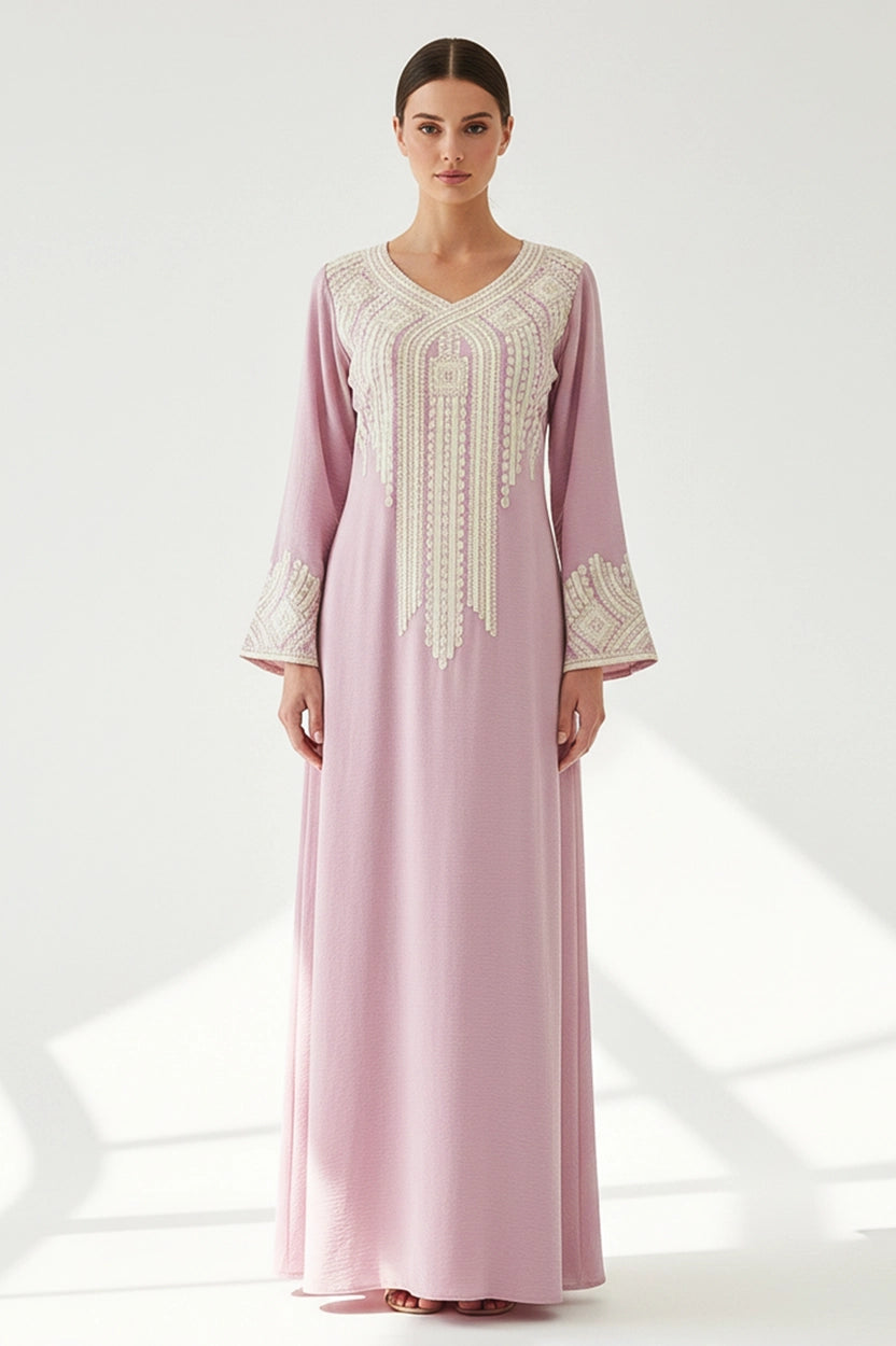 U-Neck Embroidered Jalabiya