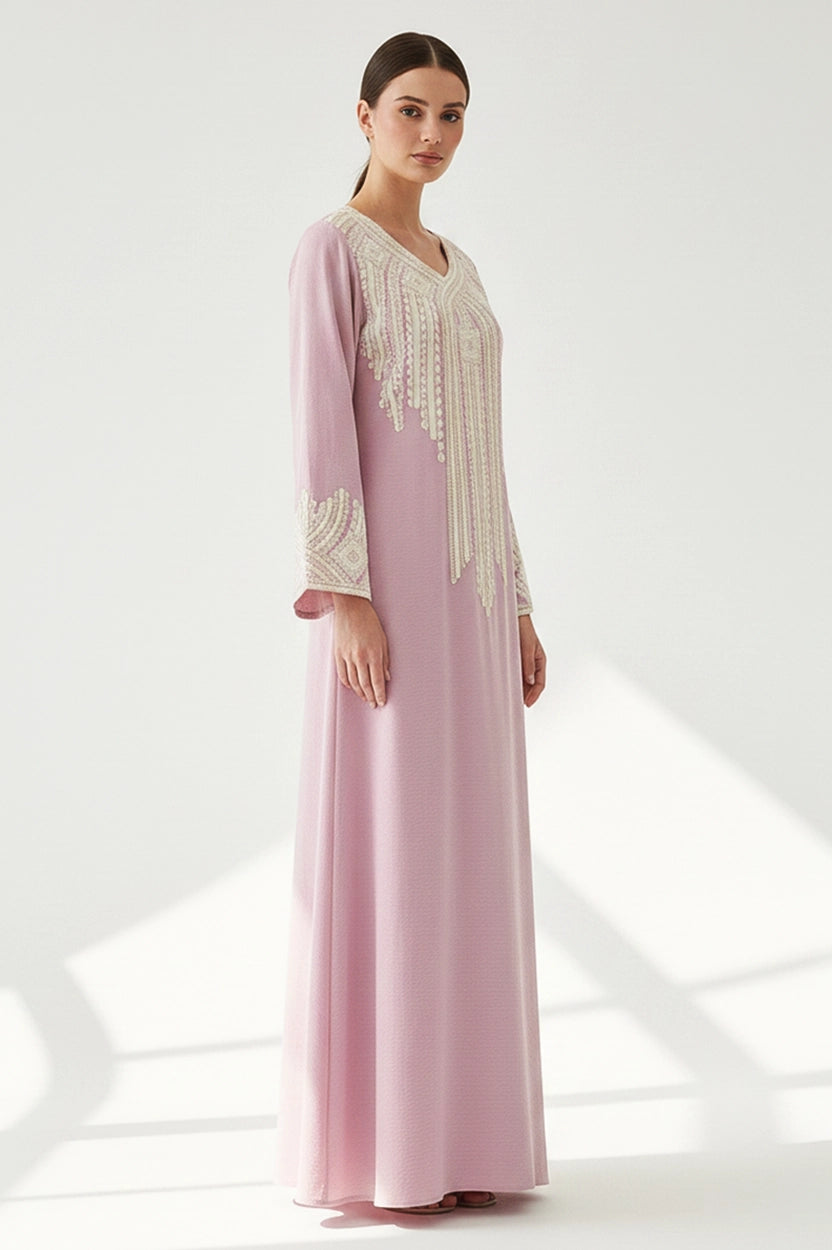U-Neck Embroidered Jalabiya