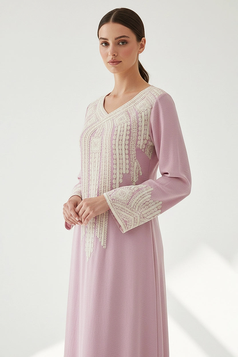U-Neck Embroidered Jalabiya