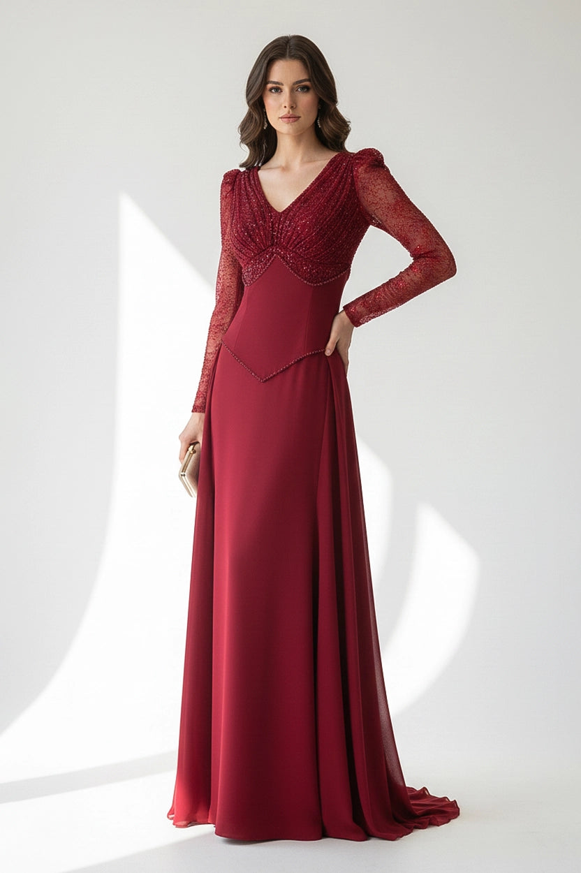 V-Neck Sequin Dantel Corset Dress