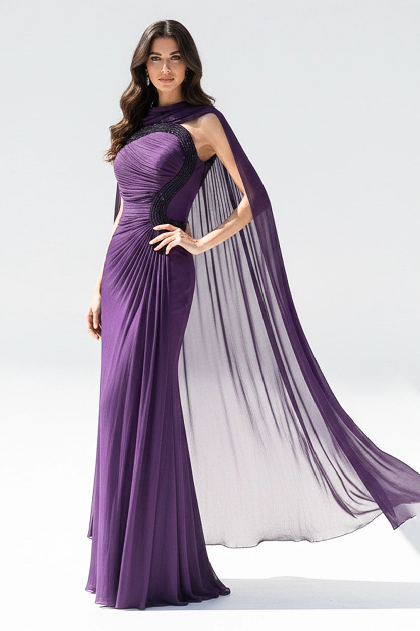 Wavy Beaded Neckline Strapless Organza