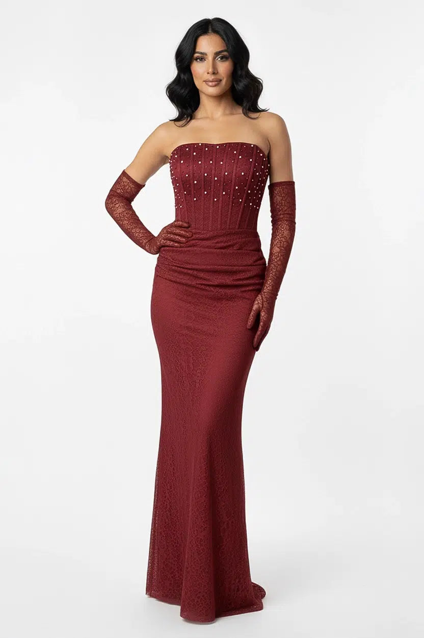 Beaded Corset Dantel Dress