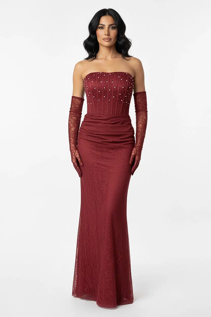 Beaded Corset Dantel Dress